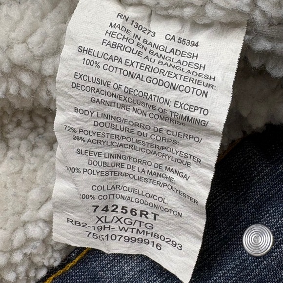 Wrangler Sherpa Lined Denim Jacket Mens Authentic Western Blue Jean Coat XL - Picture 12 of 12